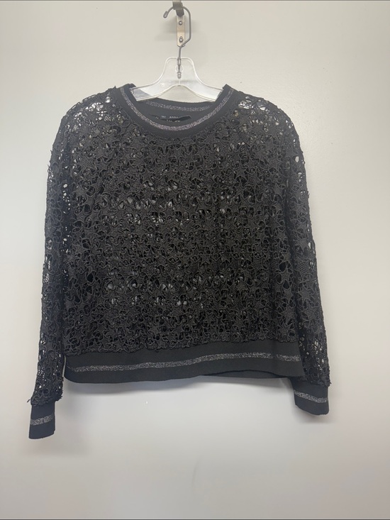 Zara Tops - Zara Black Openwork Crochet Metallic Star Knit Top